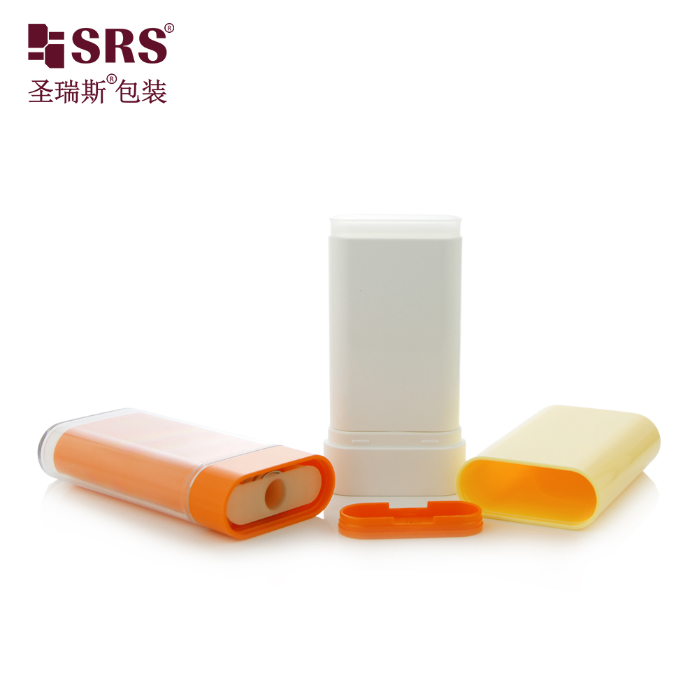 Glossy PP Plastic 20g Twist up Oval Flat Shape Empty Stick Container 