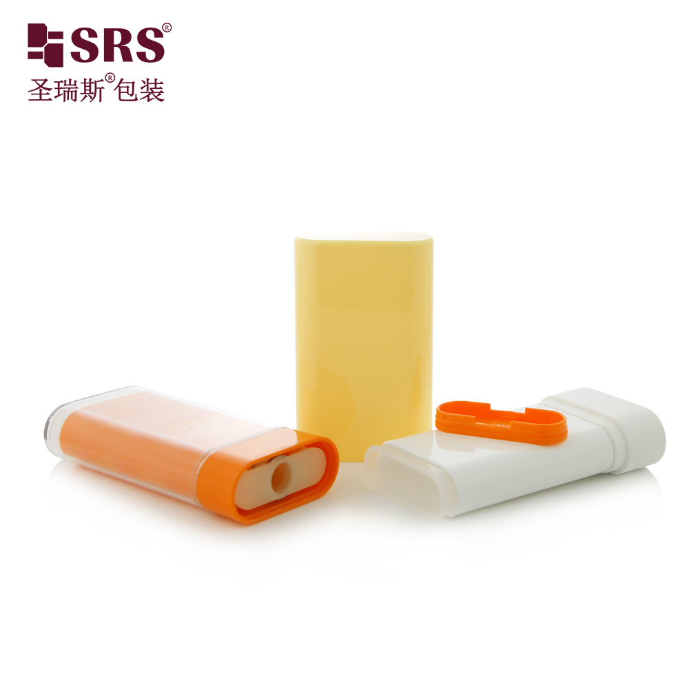 Glossy PP Plastic 20g Twist up Oval Flat Shape Empty Stick Container 