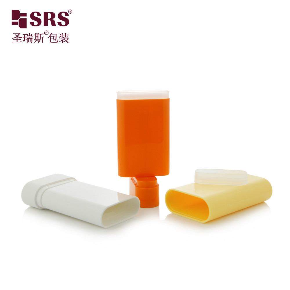 Glossy PP Plastic 20g Twist up Oval Flat Shape Empty Stick Container 