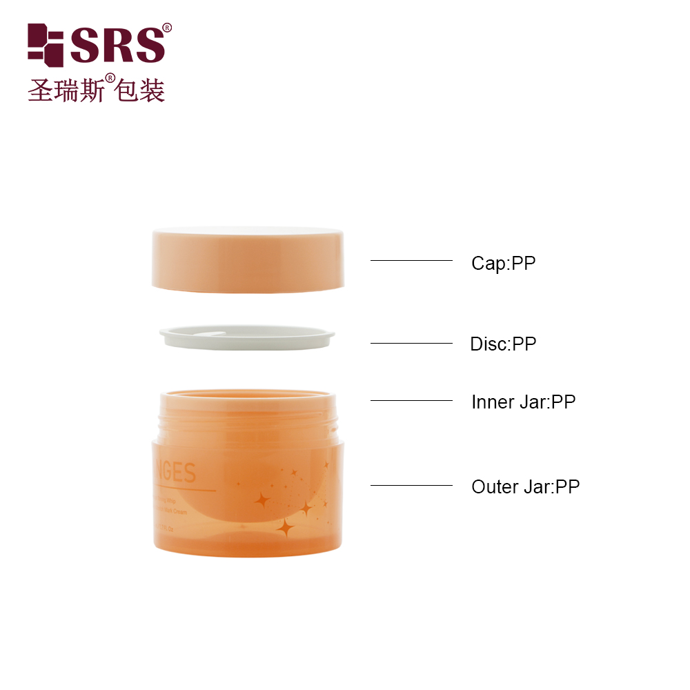 OEM ODM Sustainable Double Wall PP Cosmetic Jar Leakproof Packaging for Beauty Brands