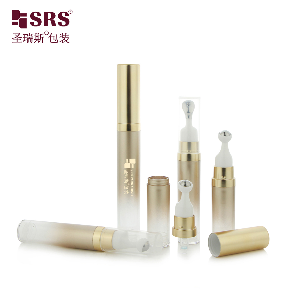 PP Airless Roll on Bottle with Painting Gradient Gold for Lip Eye Skincare