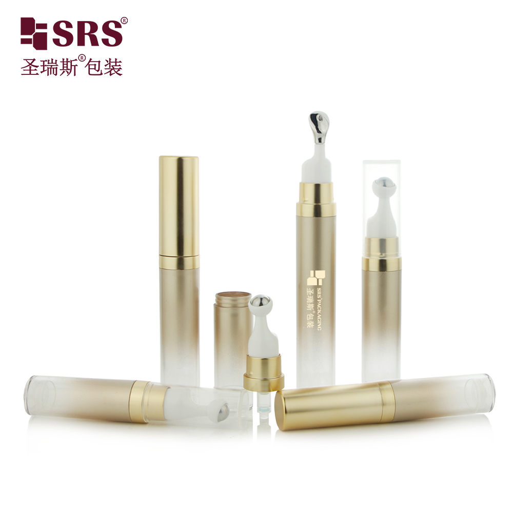 PP Airless Roll on Bottle with Painting Gradient Gold for Lip Eye Skincare