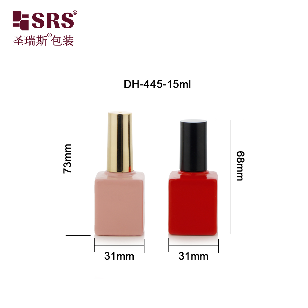Factory Customized 15ml Nail Care Simple Nail Polish Empty Bottle Pink Red Glass with Cap and Brush Sealing Type