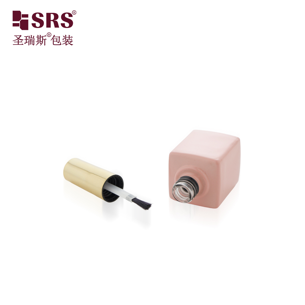 Factory Customized 15ml Nail Care Simple Nail Polish Empty Bottle Pink Red Glass with Cap and Brush Sealing Type