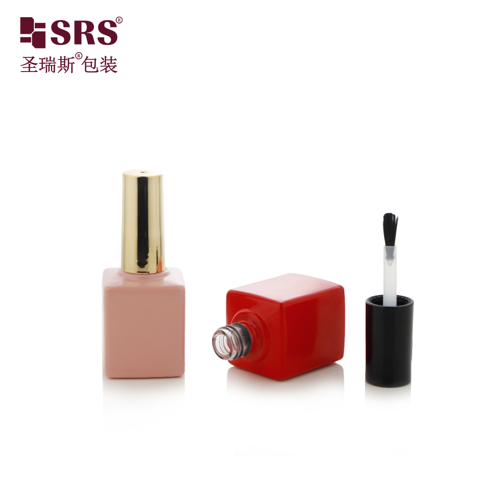 Factory Customized 15ml Nail Care Simple Nail Polish Empty Bottle Pink Red Glass with Cap and Brush Sealing Type