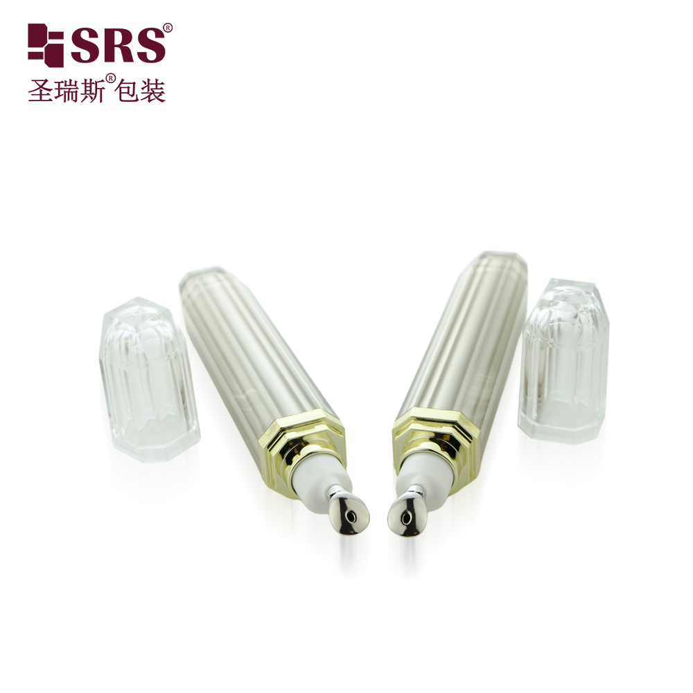 Luxury Acrylic 15ml Double Wall Prismatic Shape Eye Cream Roll On Bottle