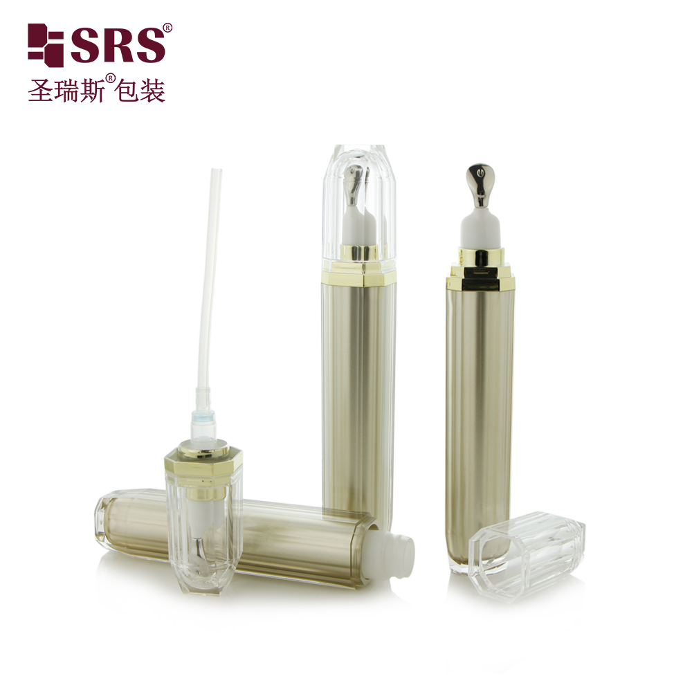 Luxury Acrylic 15ml Double Wall Prismatic Shape Eye Cream Roll On Bottle