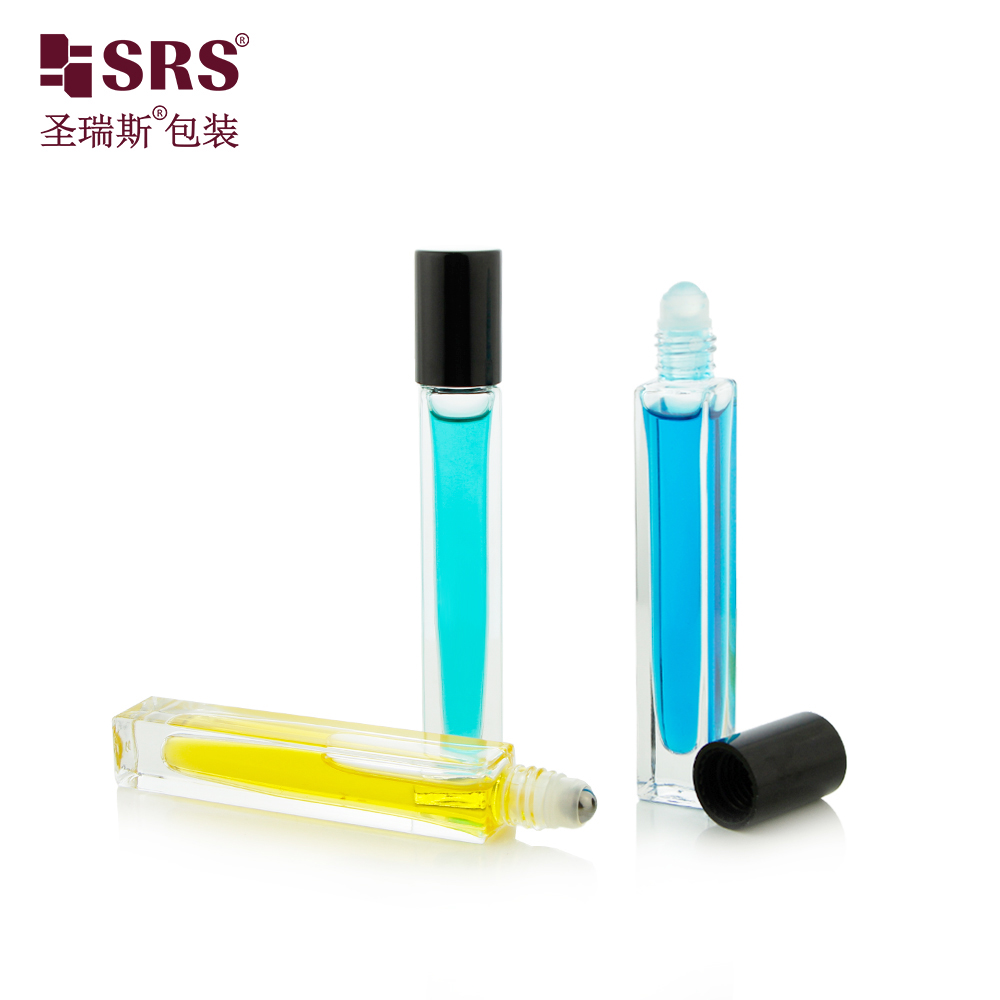 New Color Gradient Coffee Glossy Square Perfume Glass Roller Bottle