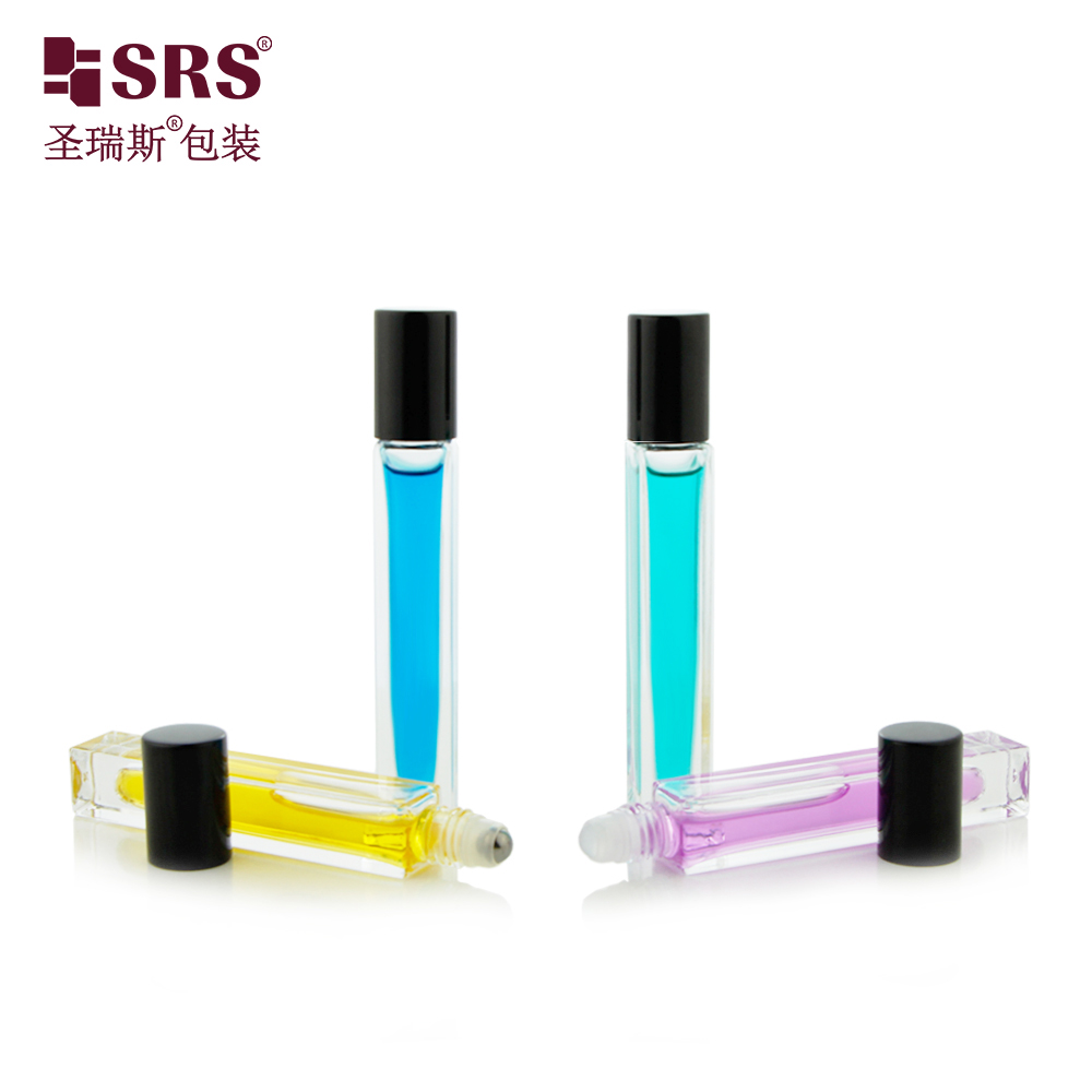 New Color Gradient Coffee Glossy Square Perfume Glass Roller Bottle