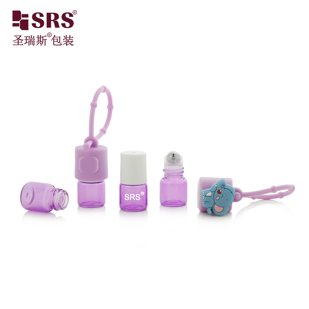 Children Care Oil Custom Color Glass 1ml Roll on Bottle with Cute Silicone case 