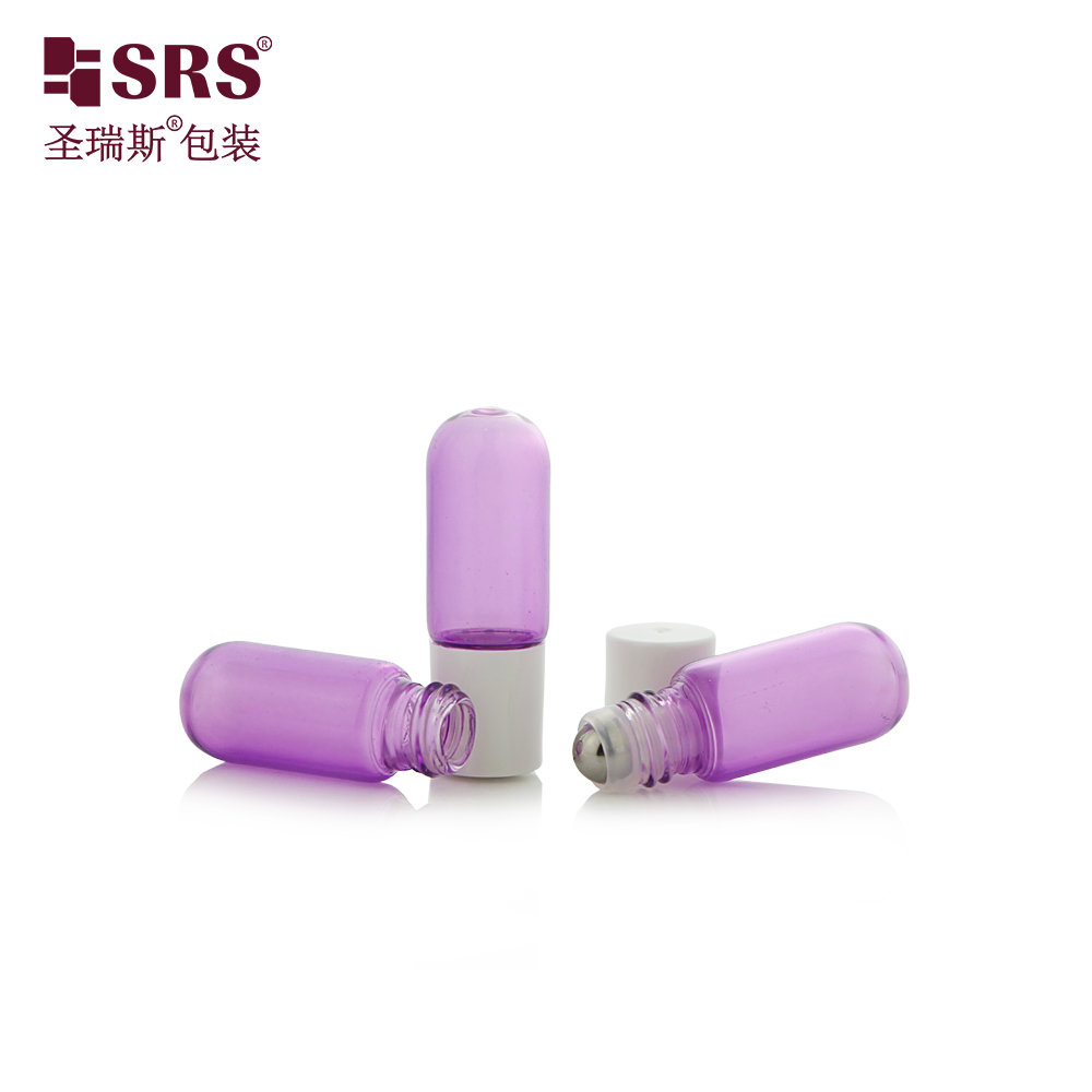 Custom Painting Purple Color 3ml Glass Roll on Bottles Round Base Essential Oil Cosmetic Packaging