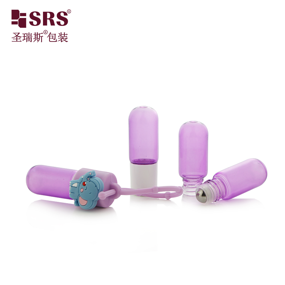 Custom Painting Purple Color 3ml Glass Roll on Bottles Round Base Essential Oil Cosmetic Packaging