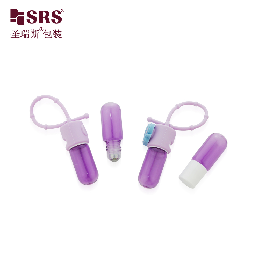 Custom Painting Purple Color 3ml Glass Roll on Bottles Round Base Essential Oil Cosmetic Packaging