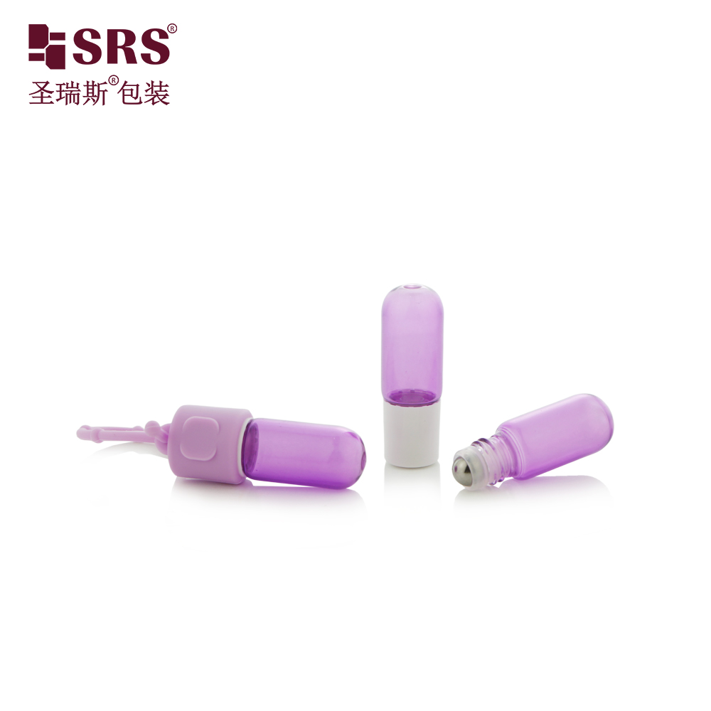 Custom Painting Purple Color 3ml Glass Roll on Bottles Round Base Essential Oil Cosmetic Packaging