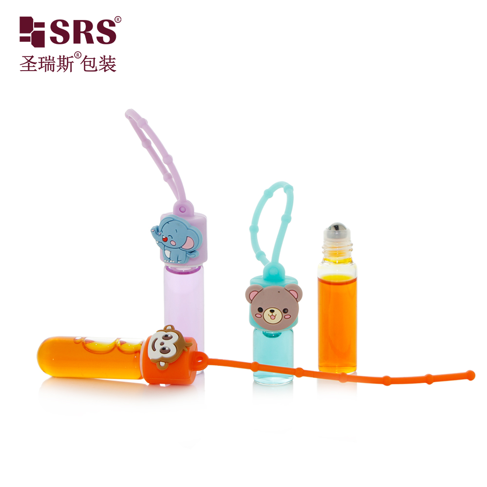 Wholesale Transparent Tube Glass Roller Bottle with Fancy Design Silicone Cover