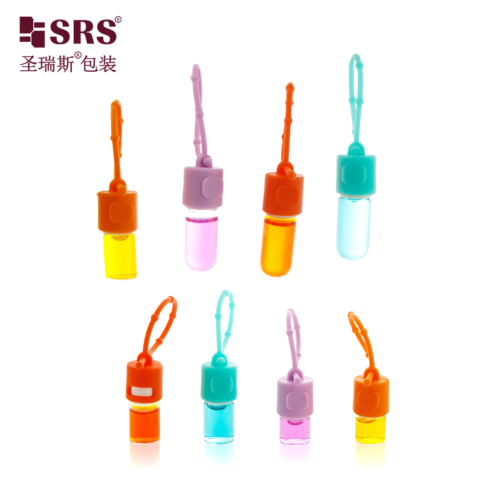 Wholesale Transparent Tube Glass Roller Bottle with Fancy Design Silicone Cover