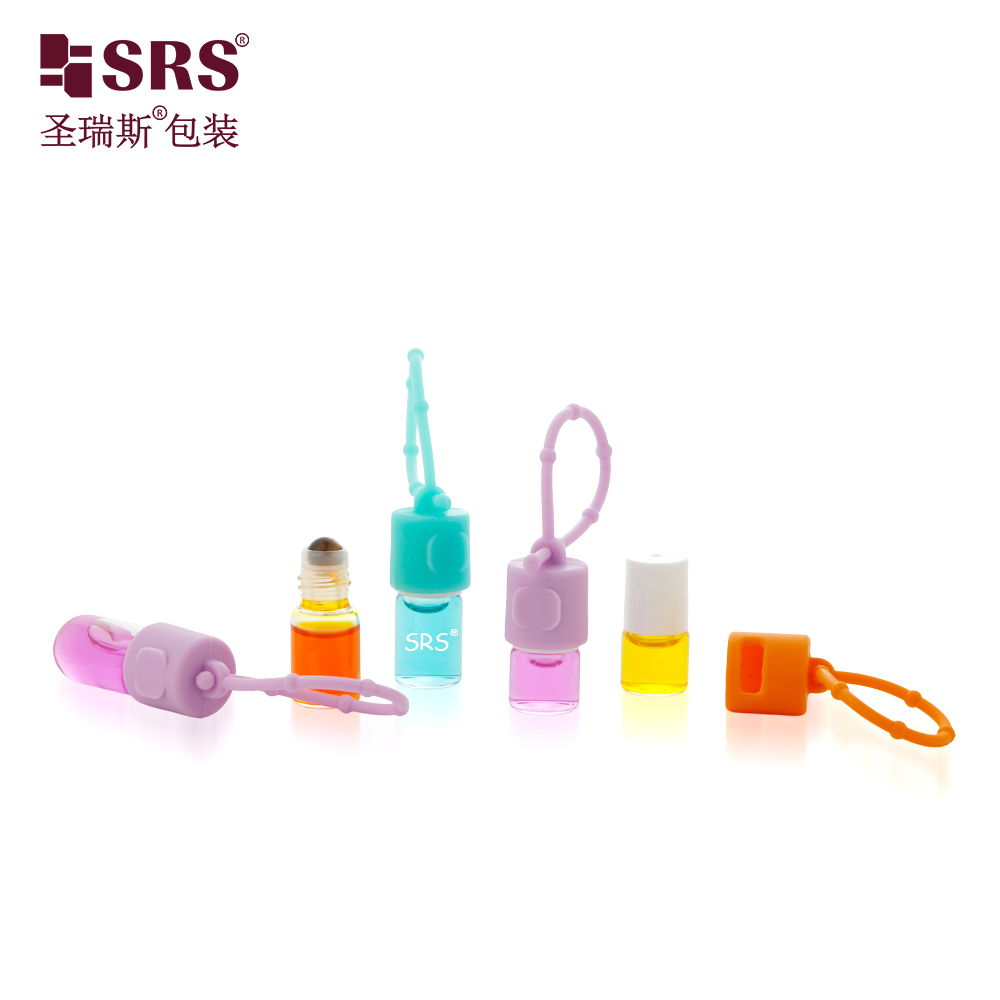 Wholesale Transparent Tube Glass Roller Bottle with Fancy Design Silicone Cover