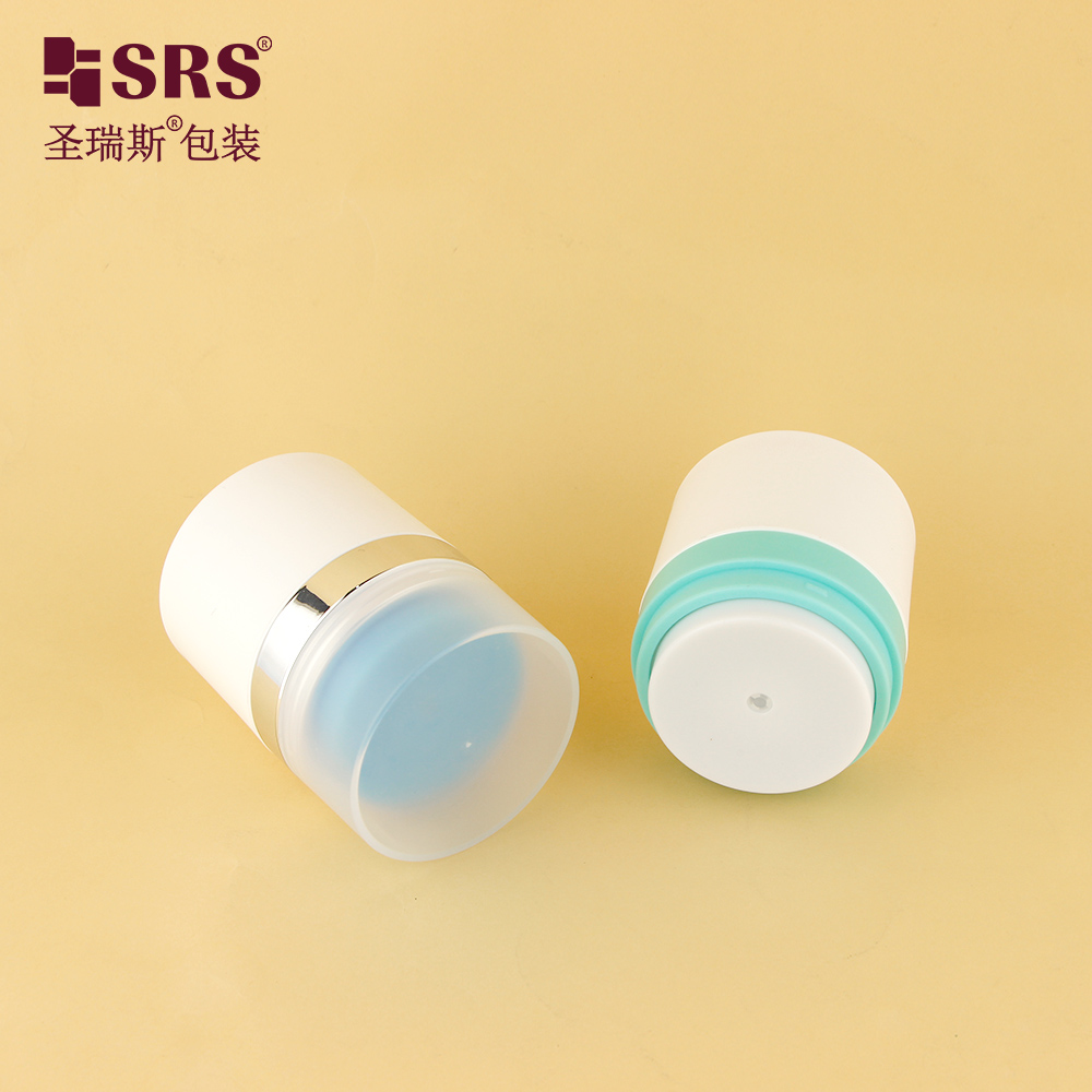 New Style Cosmetic Packaging Blue Color PP Plastic Empty 50ml PP Airless Refillable Cream Jar 