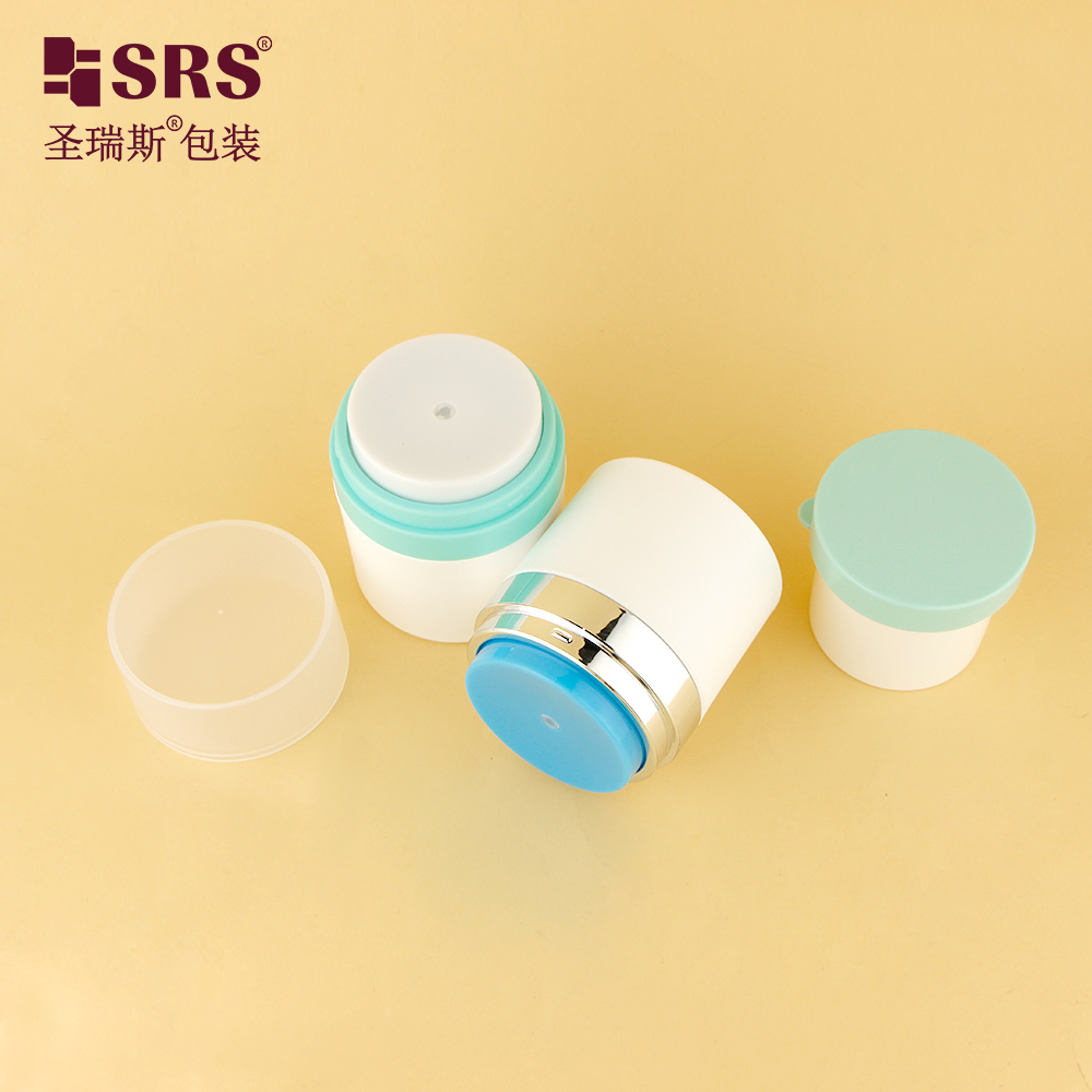 New Style Cosmetic Packaging Blue Color PP Plastic Empty 50ml PP Airless Refillable Cream Jar 