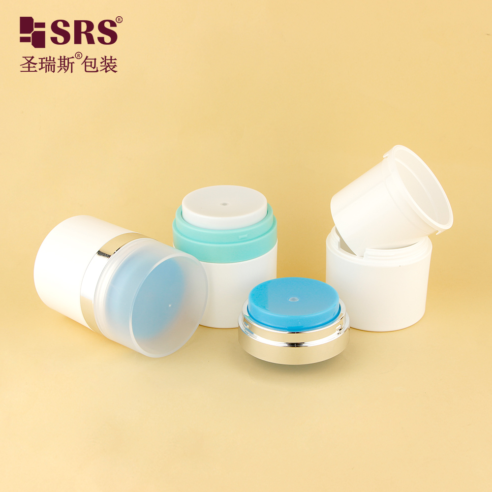 New Style Cosmetic Packaging Blue Color PP Plastic Empty 50ml PP Airless Refillable Cream Jar 