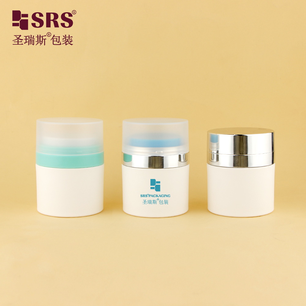 New Style Cosmetic Packaging Blue Color PP Plastic Empty 50ml PP Airless Refillable Cream Jar 