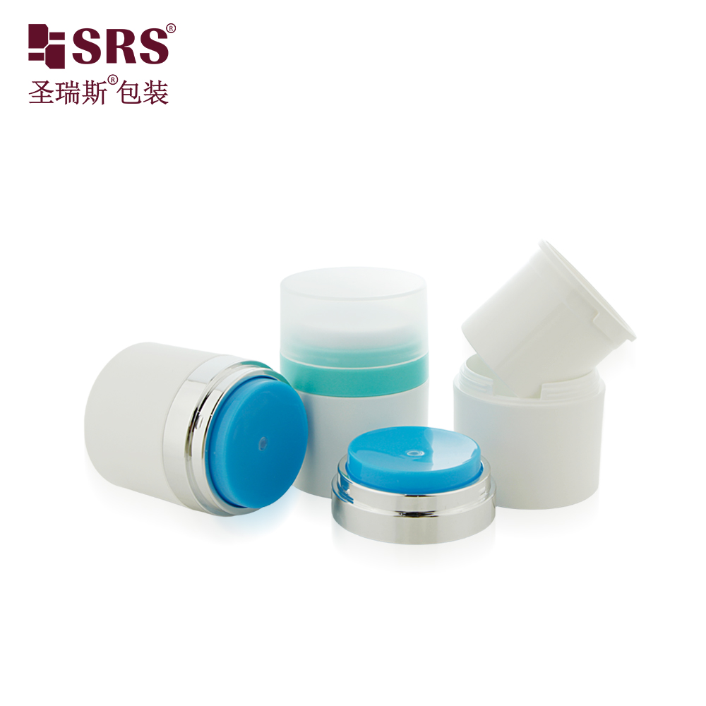New Style Cosmetic Packaging Blue Color PP Plastic Empty 50ml PP Airless Refillable Cream Jar 