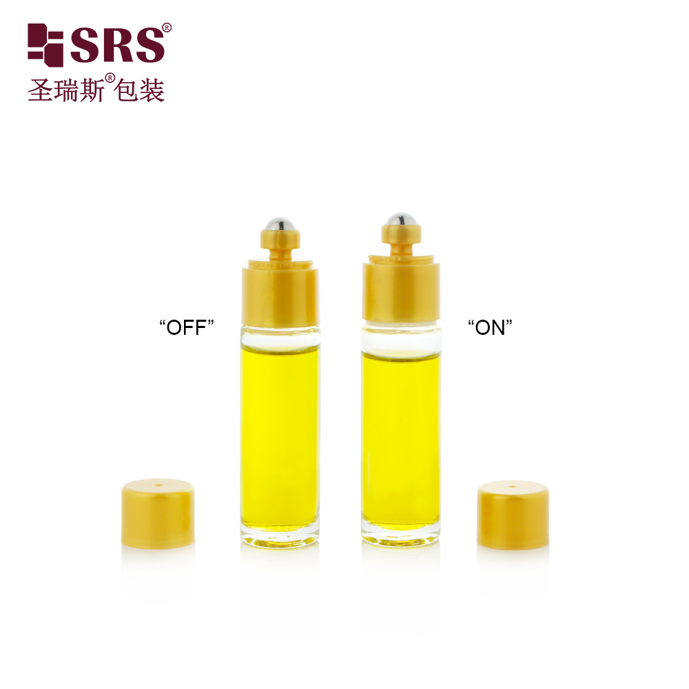 New Arrival 15ml On-off Switch Design Molded Glass Roller Bottle for Perfume Skincare Oil