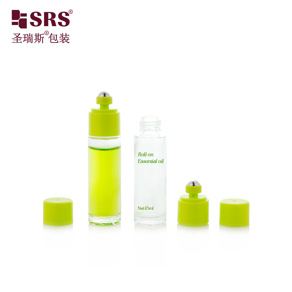 New Arrival 15ml On-off Switch Design Molded Glass Roller Bottle for Perfume Skincare Oil