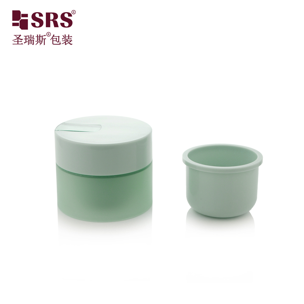 50g 100g Double Wall PP Cream Jar for Refillable Cosmetic Packaging Cap with Spoon