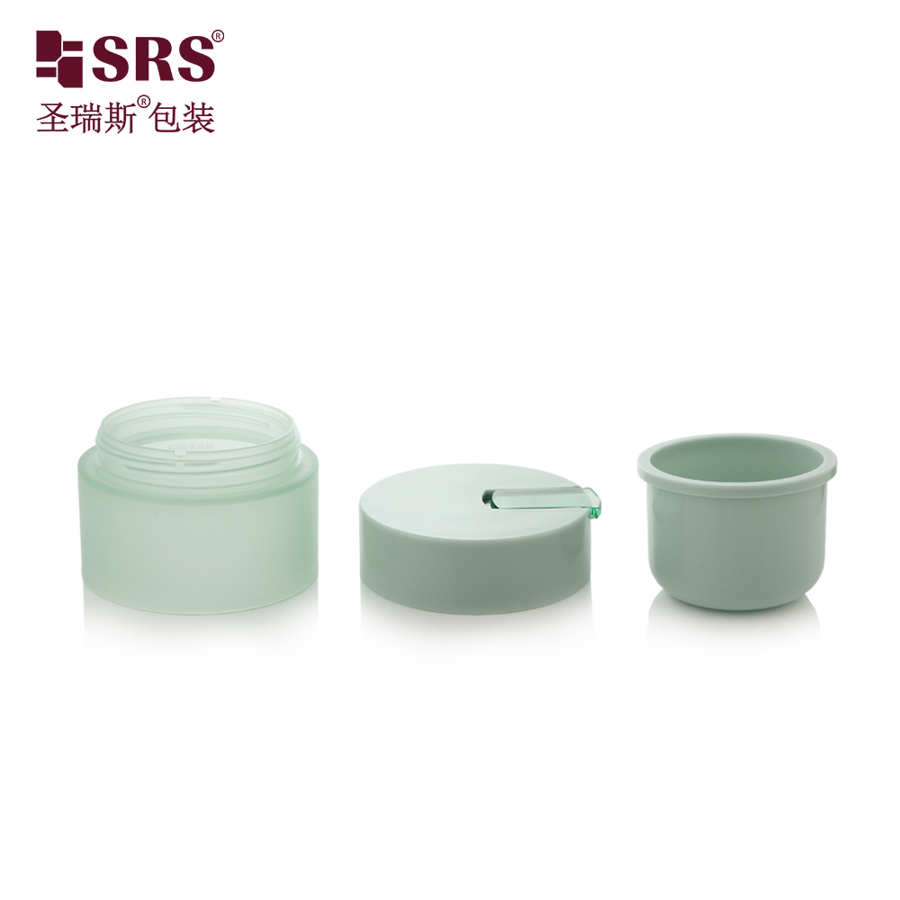 50g 100g Double Wall PP Cream Jar for Refillable Cosmetic Packaging Cap with Spoon