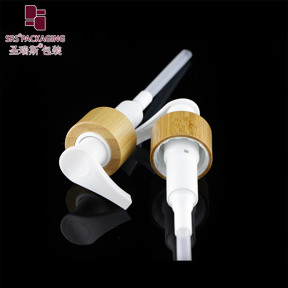 Luxury 24mm Bamboo Dispenser Left & Right Lock Lotion Pump for Cosmetics