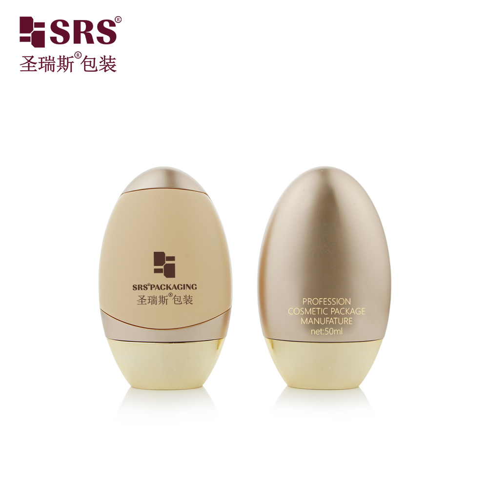 Empty 50ml Plastic Oval Squeeze Sunscreen Sunblock Bottle PP Cosmetic Packaging