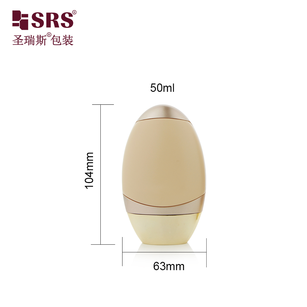 Empty 50ml Plastic Oval Squeeze Sunscreen Sunblock Bottle PP Cosmetic Packaging