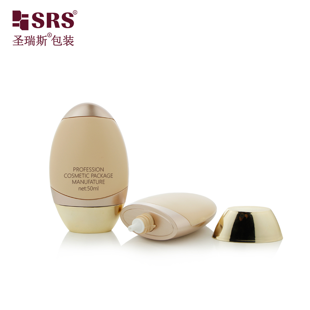Empty 50ml Plastic Oval Squeeze Sunscreen Sunblock Bottle PP Cosmetic Packaging
