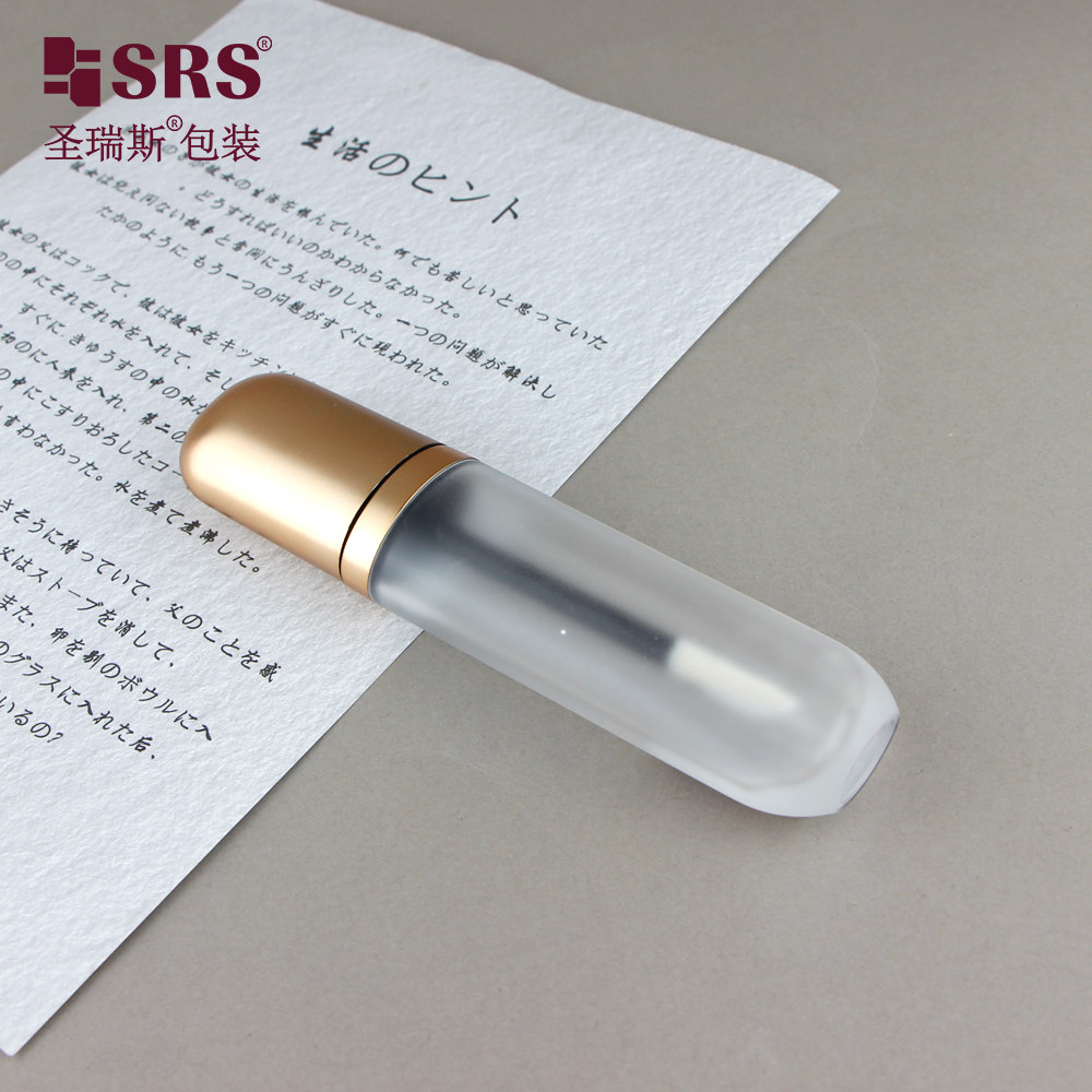 Hot Selling Empty Transparent Lip Gloss Tube Packaging with Gold Cap Brush
