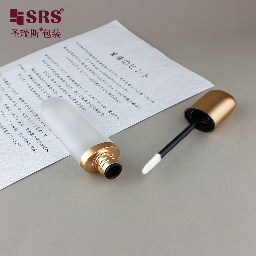 Hot Selling Empty Transparent Lip Gloss Tube Packaging with Gold Cap Brush