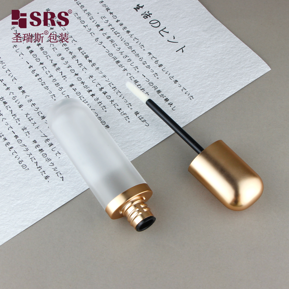 Hot Selling Empty Transparent Lip Gloss Tube Packaging with Gold Cap Brush