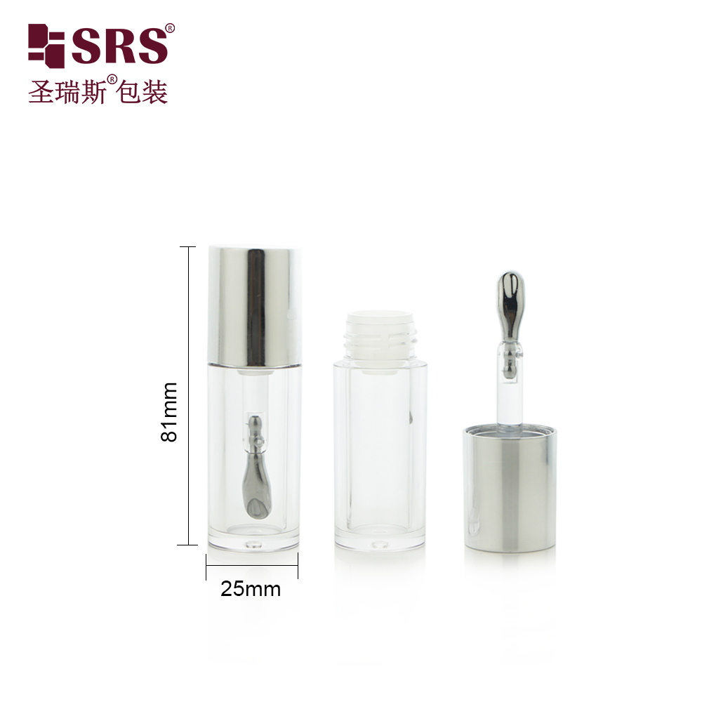 Luxury 8ml Eye Cream Essence Tube Shiny Silver Aluminum Plastic Lip Gloss Packaging with Tip Applicator