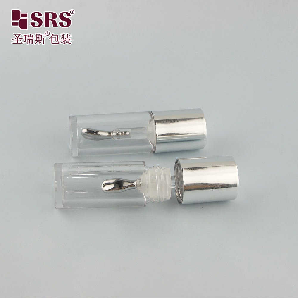 Luxury 8ml Eye Cream Essence Tube Shiny Silver Aluminum Plastic Lip Gloss Packaging with Tip Applicator