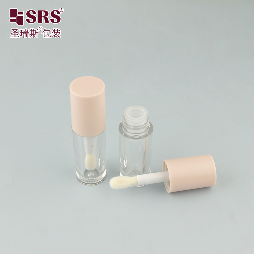 Custom Round Liquid Blush Bottle Empty Plastic Lip Gloss Oil Tube 4ml Eye Shadow Container Brush