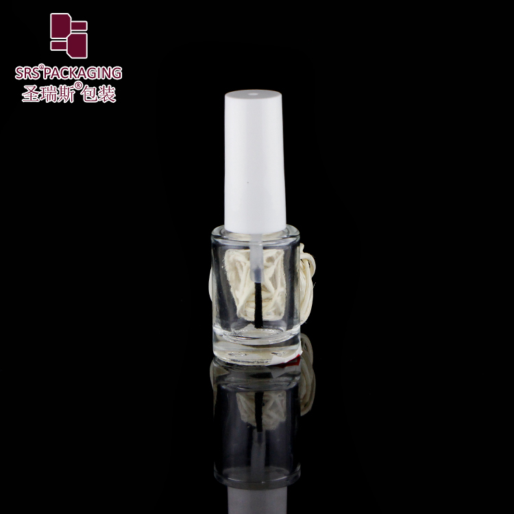 DIY Unique Clear Customized empty little mini glass 5ml 7ml UV Gel nail polish bottles with white cap