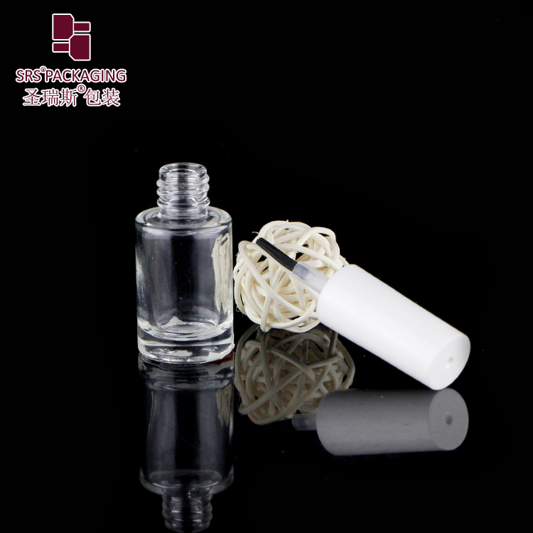 DIY Unique Clear Customized empty little mini glass 5ml 7ml UV Gel nail polish bottles with white cap