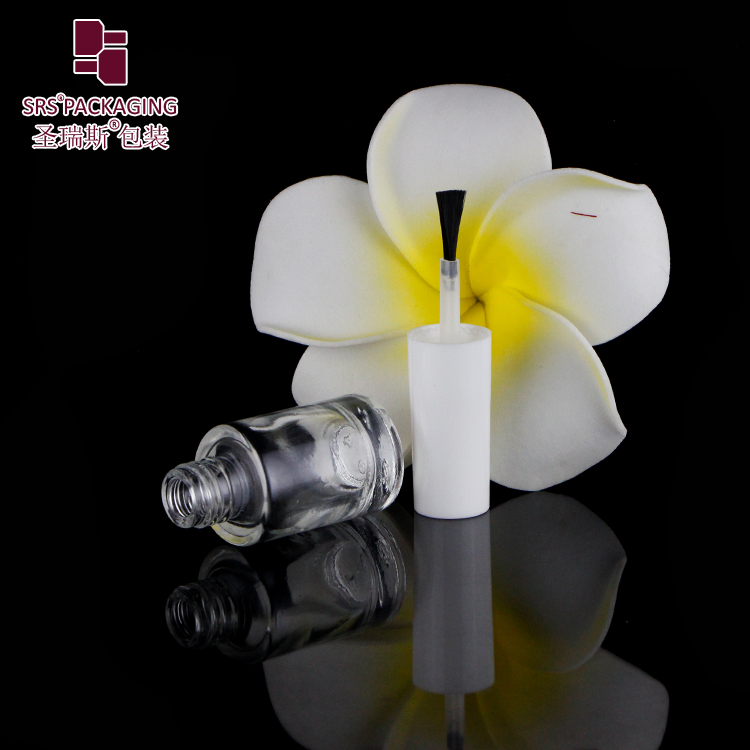 DIY Unique Clear Customized empty little mini glass 5ml 7ml UV Gel nail polish bottles with white cap