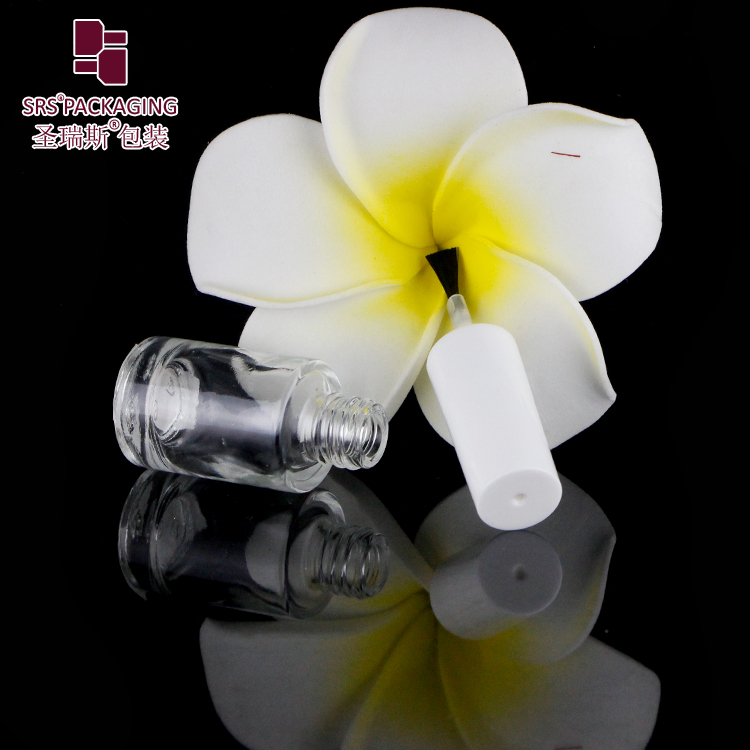 DIY Unique Clear Customized empty little mini glass 5ml 7ml UV Gel nail polish bottles with white cap