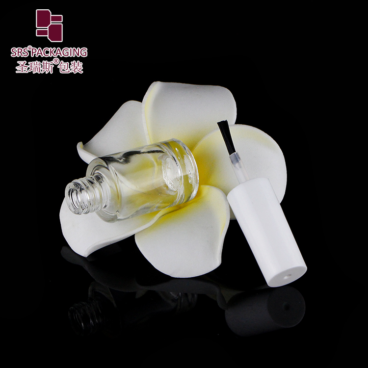 DIY Unique Clear Customized empty little mini glass 5ml 7ml UV Gel nail polish bottles with white cap