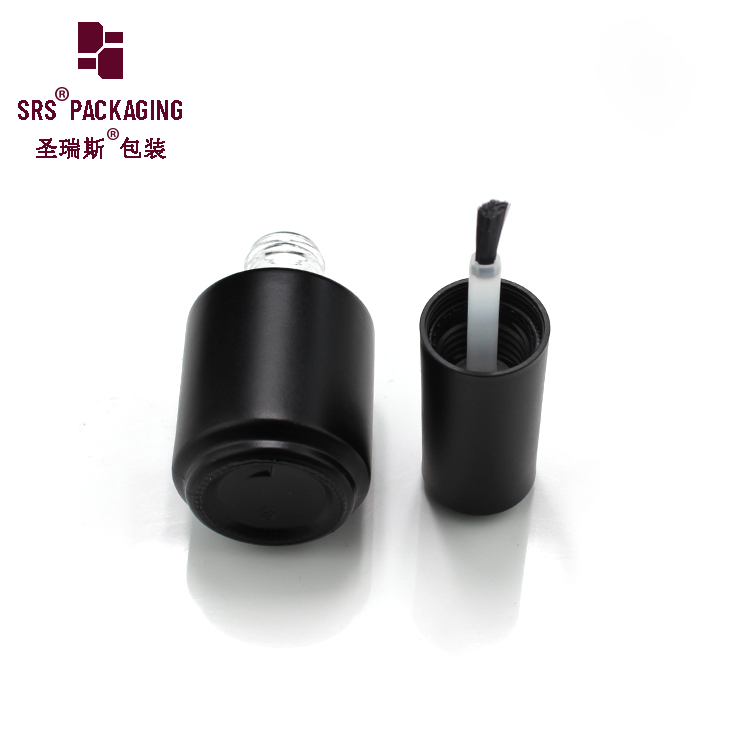 Black Nail Polish Bottle Glass Vial with Brush 15ml Container for Nail Polish Gel