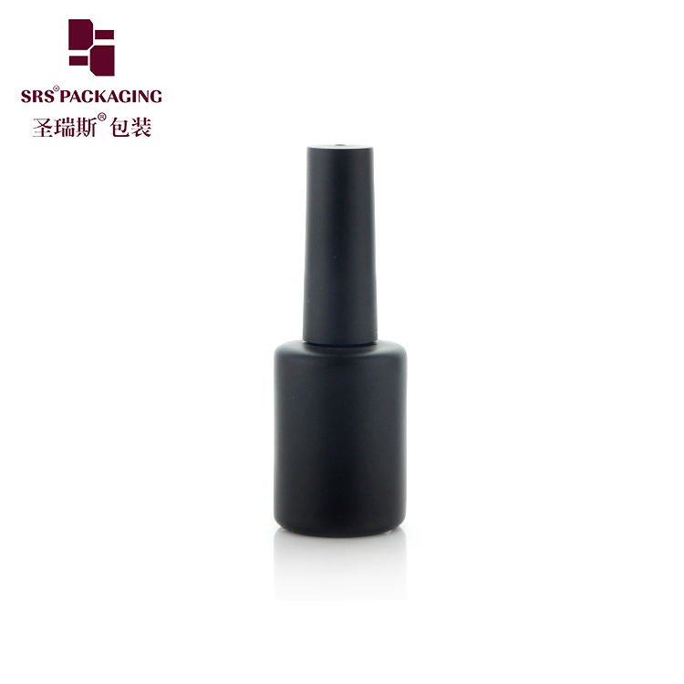 Wholesale 11ml Luxury Empty Matte Black Round Gel Nail Polish Glass Bottle with Brush