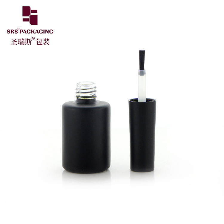 Wholesale 11ml Luxury Empty Matte Black Round Gel Nail Polish Glass Bottle with Brush