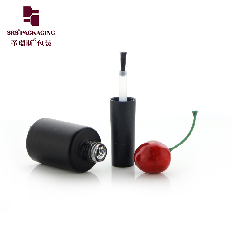 Wholesale 11ml Luxury Empty Matte Black Round Gel Nail Polish Glass Bottle with Brush