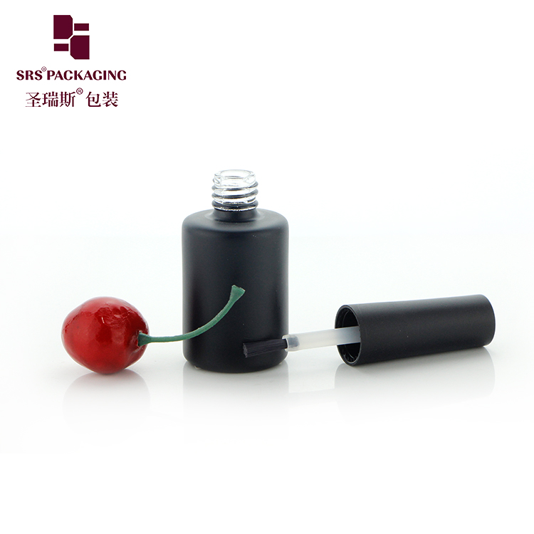 Wholesale 11ml Luxury Empty Matte Black Round Gel Nail Polish Glass Bottle with Brush